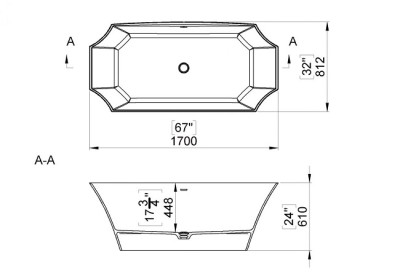 CADA NOVARA 1700X812X610 CU PREAPLIN INTEGRAT, CU VENTIL CLICK-CLACK INCLUS